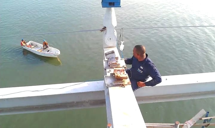 Safety activity near a waterside structure