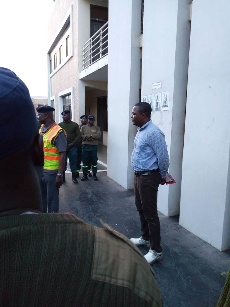 Security training briefing with personnel