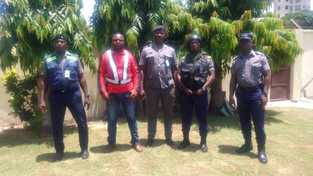 Security team standing together after training