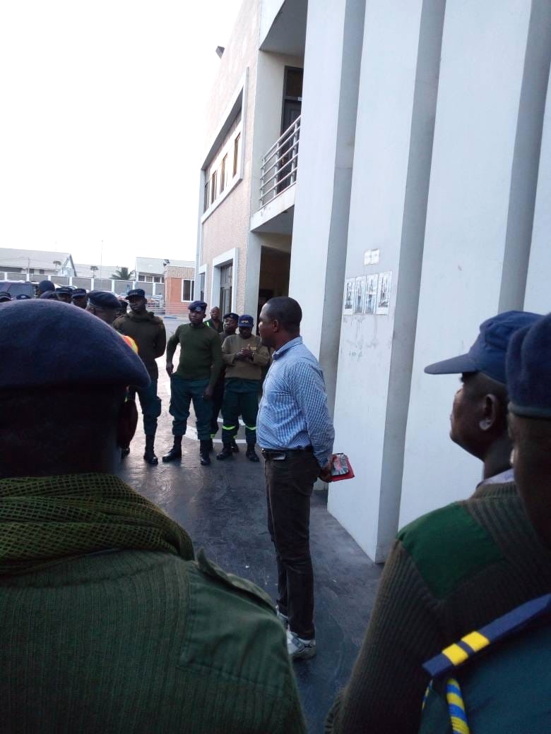 Security personnel attending a briefing